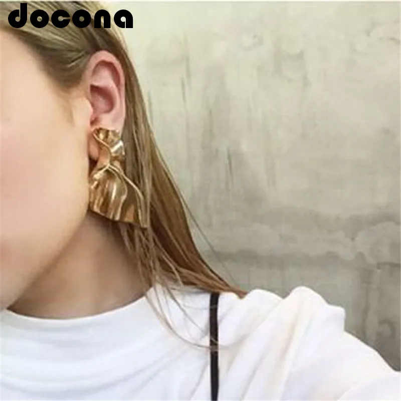 Модный Docona золотым бантом геометрические длинные висячие серьги для женщин и