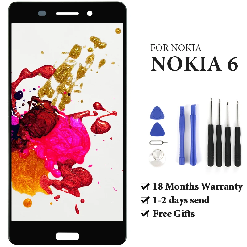 

ЖК-дисплей с сенсорным экраном для Nokia 6, сменный ЖК-дисплей без битых пикселей, для Nokia 6