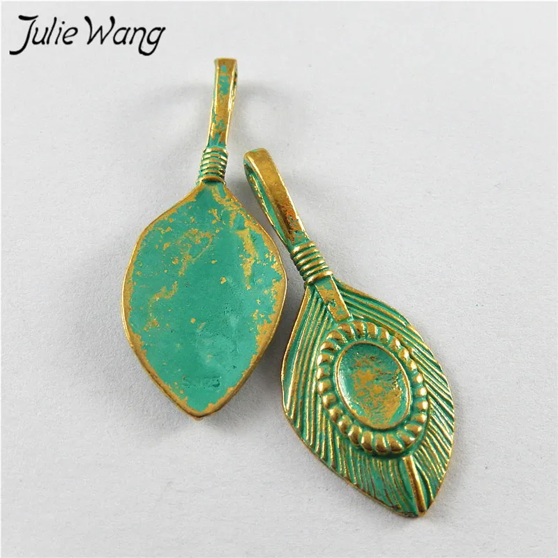 Julie Wang 20 шт. сплав маття зеленые креативные банановые листья ожерелье подвеска