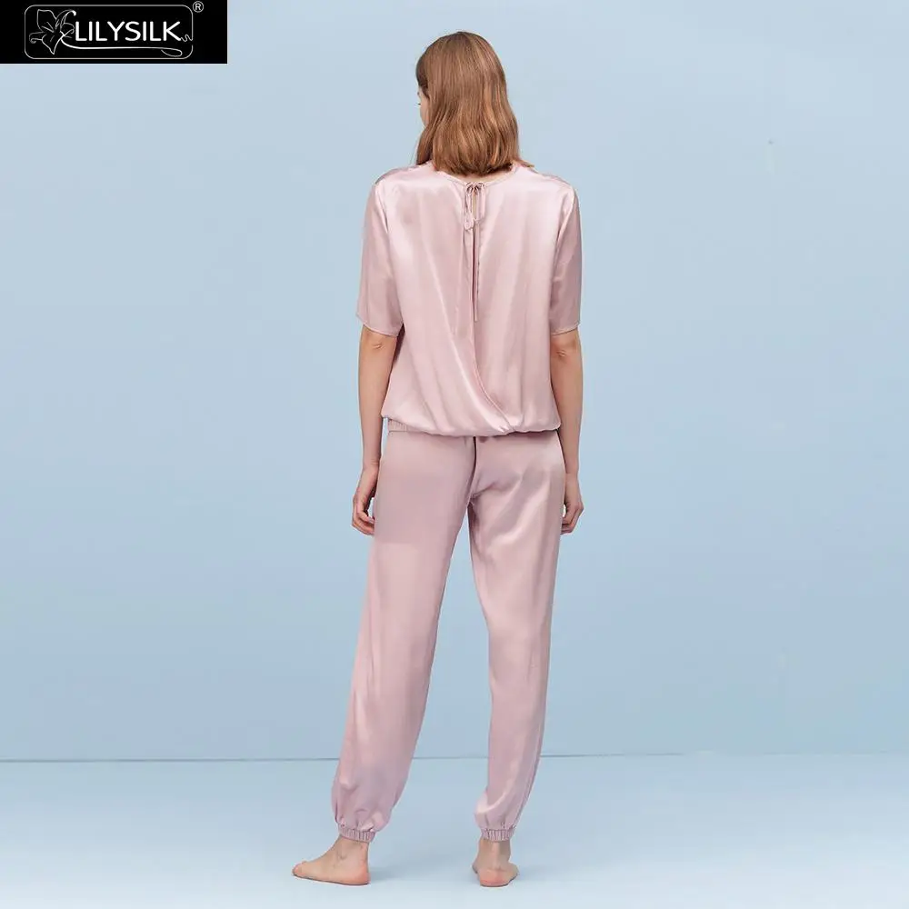 LilySilk шелковые пижамы набор 22 Momme с коротким рукавом Роскошные пижамы новые женские