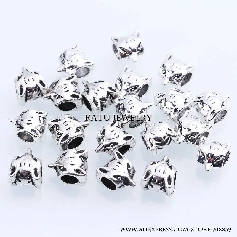 Metal Fox Beads Fit Pandora Charms Antique Silver DIY Zinc Alloy European Animal for Bracelets 30pcs/lot BC1039 | Украшения и