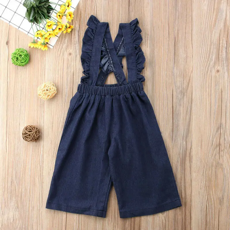 Джинсовый комбинезон в горошек с оборками для девочек малышей|Полукомбинезоны| |