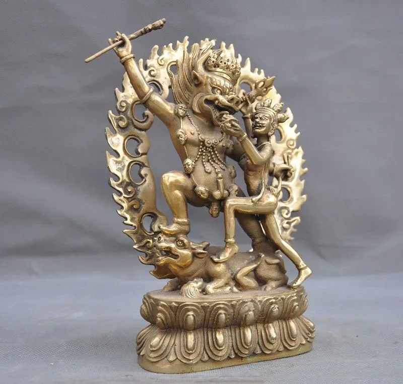 Рождество 8 &quotТибетский буддизм латунный Mahakala Vajravarahi Kalachakra Yab Yum статуя Будды