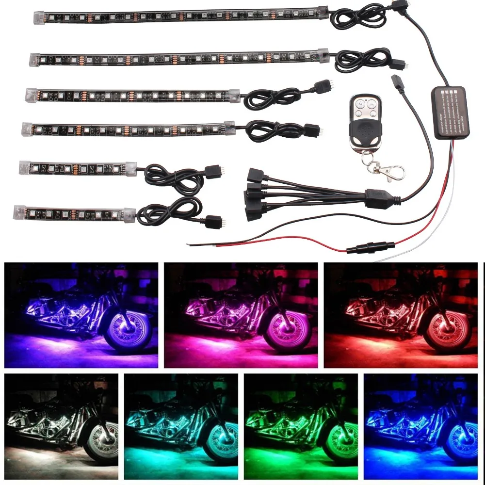 6 шт. RGB светодиодная рамка светящиеся разноцветные огни Чоппер гибкие неоновые
