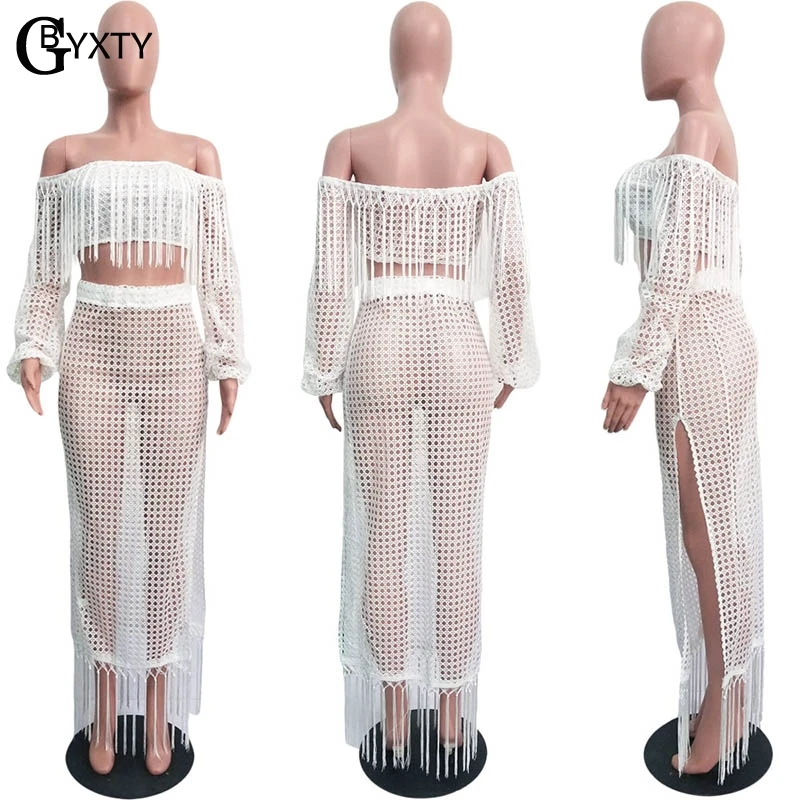 Женский пляжный комплект из 2 предметов GBYXTY ажурный вязаный в сеточку с