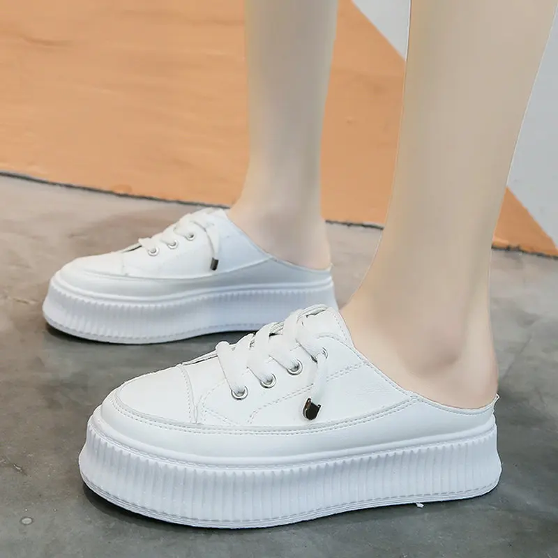 Женские вьетнамки на шнуровке Простые Белые Повседневные туфли плоской подошве