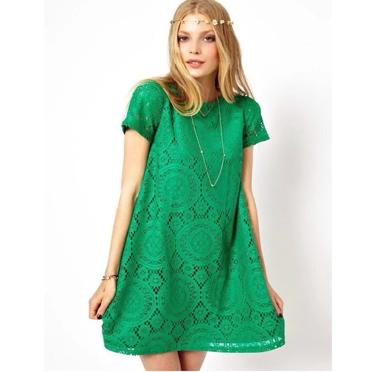 Женское кружевное платье мини La MaxZa свободное пляжное трапеция с вырезами