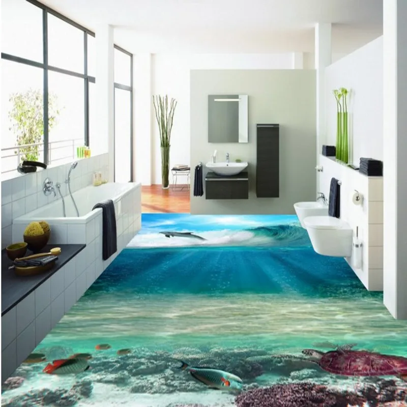 

beibehang Large custom flooring stickers HD 3D Sea World Waterproof non-slip thick living room bedroom floor painting