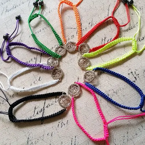 

18Pcs ( Mix 9 Colors ) Crystal Rose Charm Handmade Weaving Bracelets DIY Fashion Jewelry