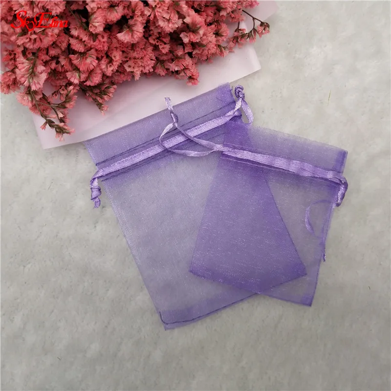 light purple 50/шт мешки из органзы на шнурке мешочки для свадебной вечеринки Подарочная сумка Упаковка мешочки тюлевые сумки 6x8 8x11 10x15 12x17 19x29cm6z - Цвет: light purple