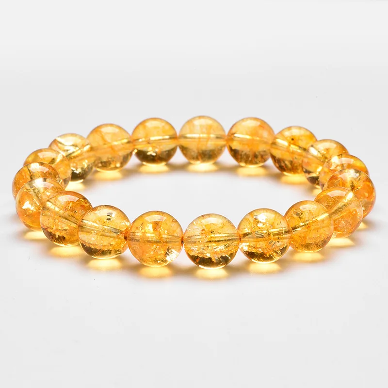 6/8/10 мм круглый шар из бисера Браслеты круг стрейч природные цитрины желтый кристалл кварца браслет с камнями Браслеты Для женщин Подарки