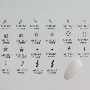100 шт.пакет СеребрянаяЗолотая Звезда Луна Музыкальный знак не клейкая мягкая металлическая наклейка украшение для ногтей