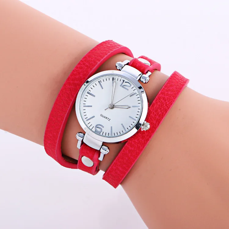 Модные Повседневные Женские кварцевые наручные часы тройные кожаные женские