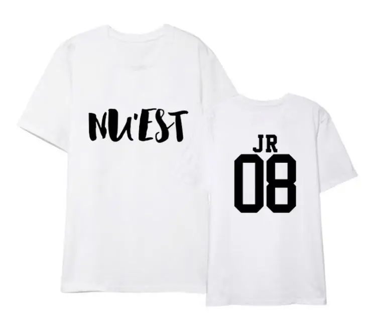 Футболка Kpop nuest черно-белая футболка для фанатов с круглым вырезом и коротким