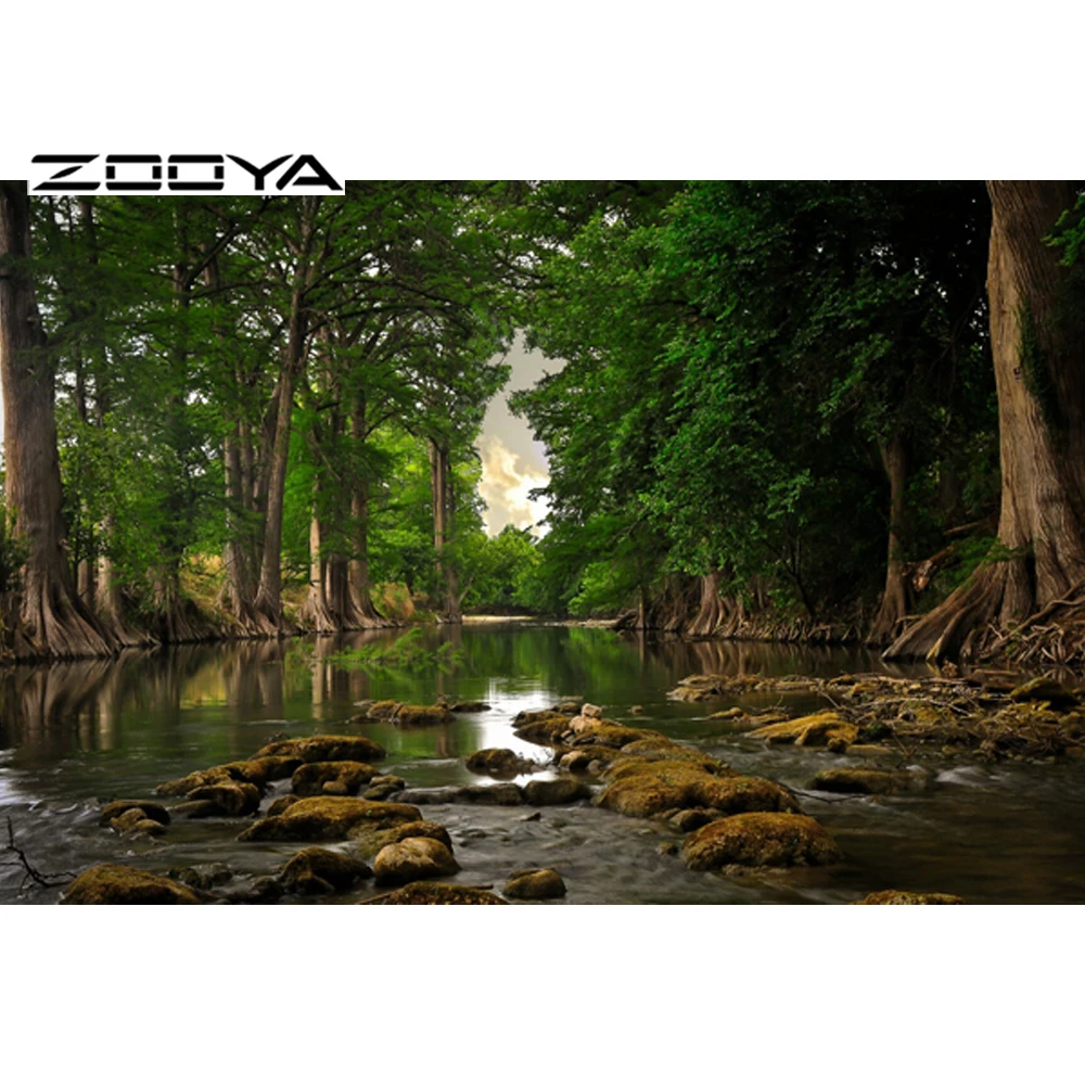 

ZOOYA Diamond Painting Scenery Kit Picture Of Rhinestone Home Decoration Paint Embroidery Full Drill Forest Landscape Icon T202