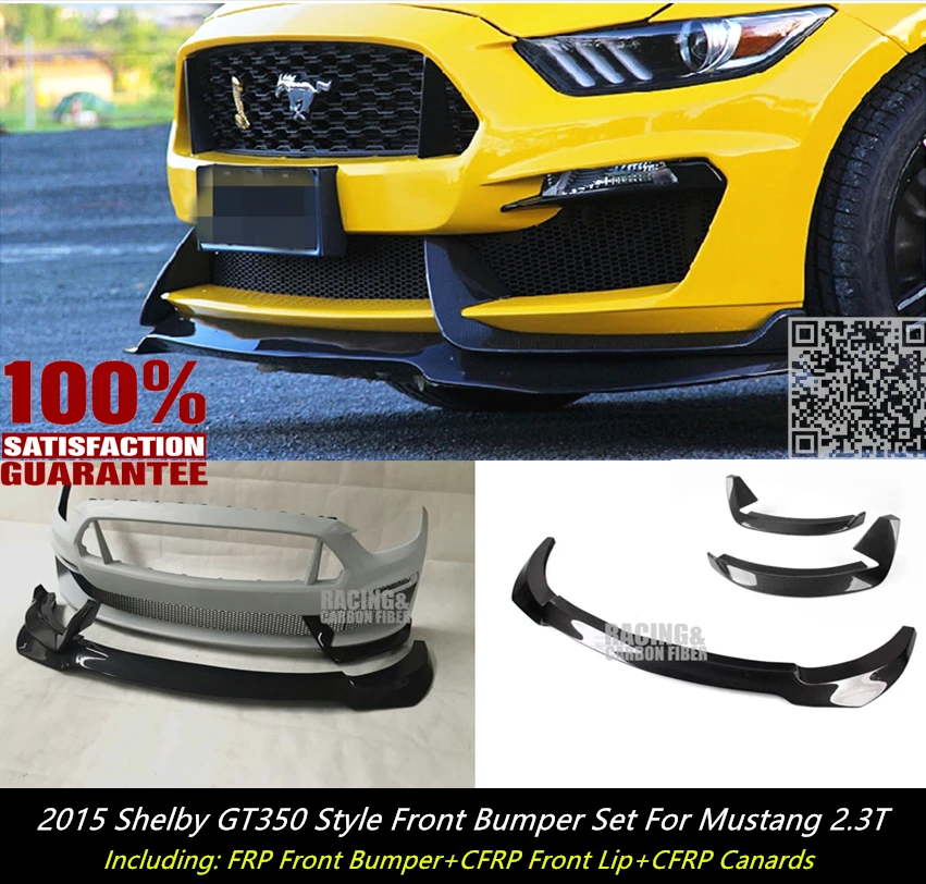 MUSTANG SHELBY GT350R стиль передний бампер SET-FRP переднего бампера W/из углеродного волокна и передний сплиттер для губ для MUSTANG 2,3