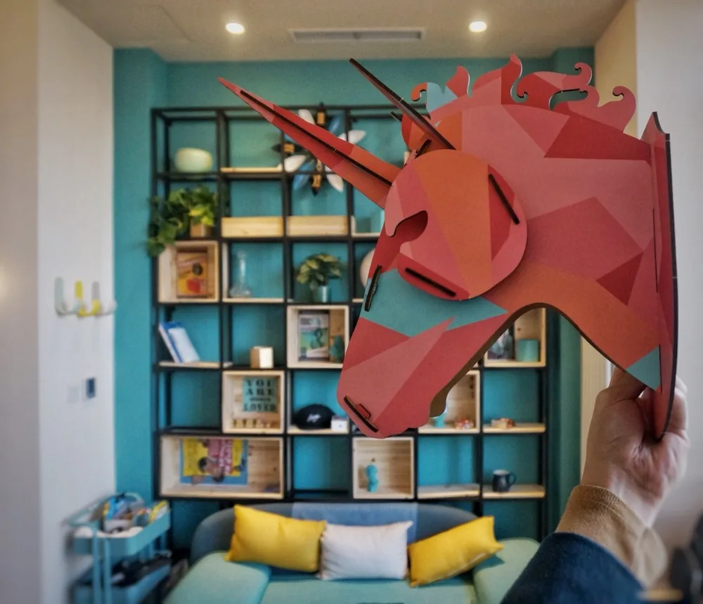 3D деревянные держатели для хранения в виде головы животного единорога оленя