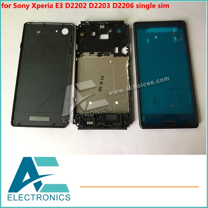 Одиночный SIM полный корпус чехол для Sony Xperia E3 D2202 D2203 D2206 задняя крышка рамка Chassic