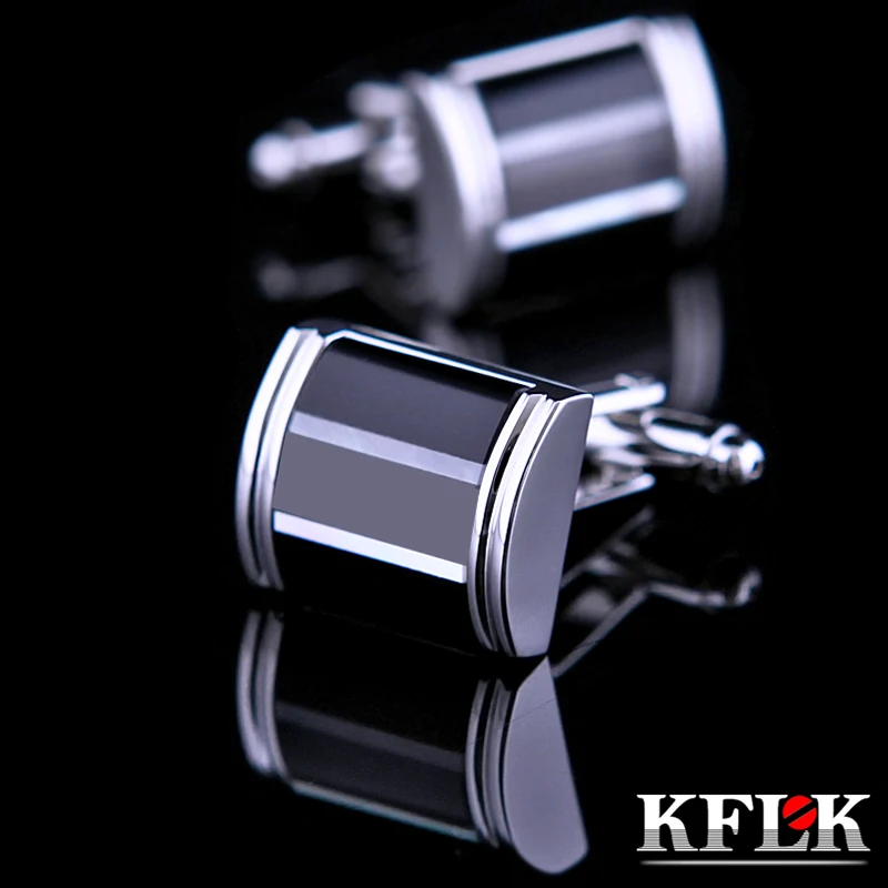 

KFLK Jewelry French shirt cufflinks for mens Brand Cuff link Wholesale Button High Quality Black Wedding Male Gift guests