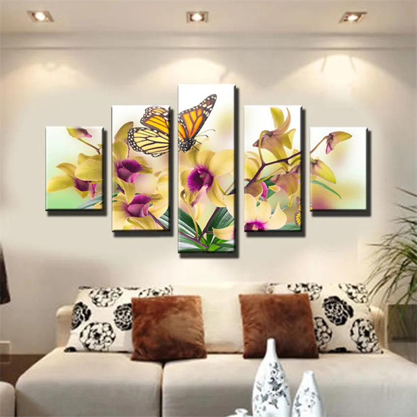 5 панелей живопись на холсте бабочка картина животные холст печать благородный и