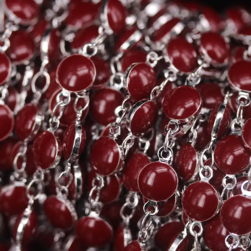 5 м/лот Посеребренная Медная Розария цепочка красный лэмпворк из бисера 6 мм