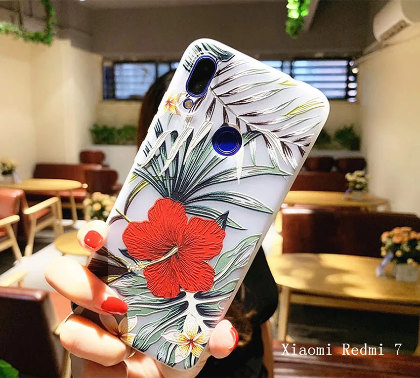 Чехол для Xiaomi Redmi 7 3D мягкий рельеф ТПУ силиконовый чехол задней панели телефона