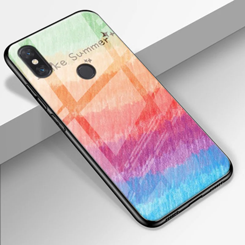 

Coque For Xiaomi Mi Max3 case cute tempered glass + soft edge cover 6.9'' For Xiaomi Mi Max 3 glass cases mimax3 cases shell