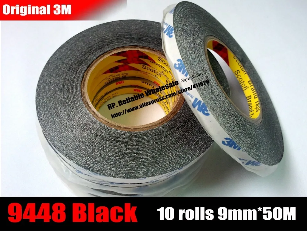 

10 rolls (9mm* 50 meters) 3M High Bond Black Glue Adhesive Tape for Magic Strip Band Bond, Cell Phone Screen Touch Panel Repair