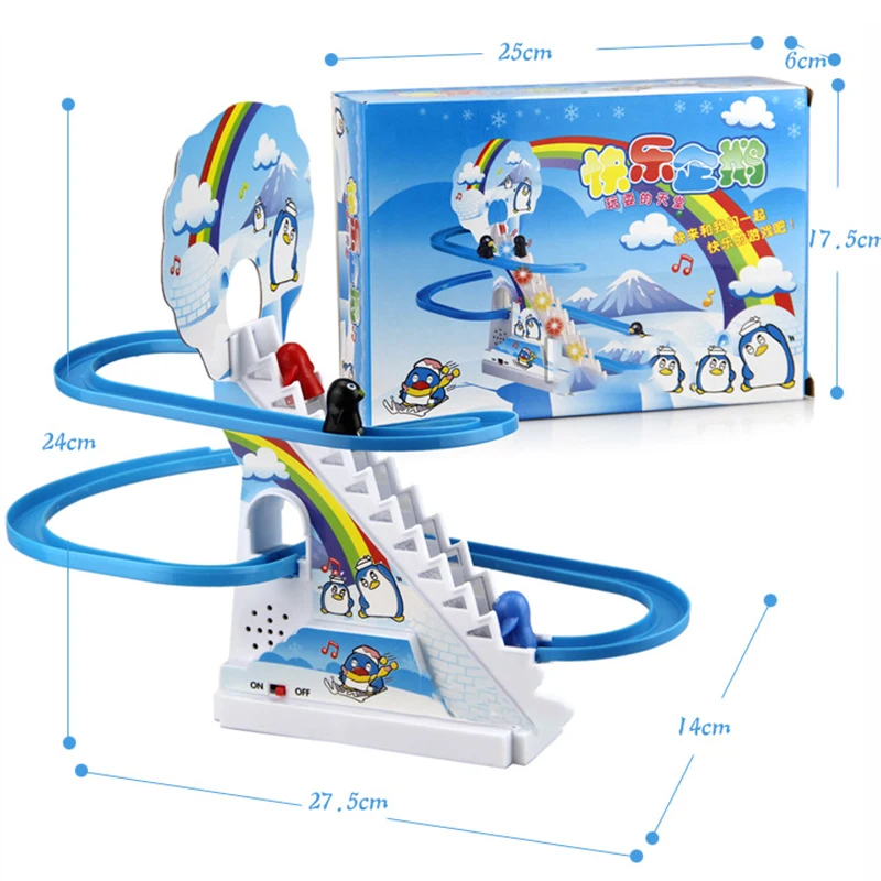 Gift Climbing Stairs Toys Puzzle Penguin Slide Electric Railcar with Music Safety Cute Cartoon Light for Kids Game | Игрушки и хобби