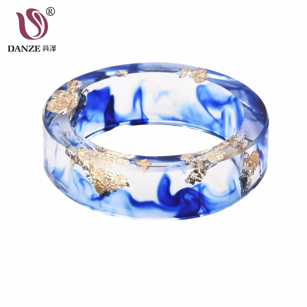 Danze Creative Blue Color Resin Dried Flower DIY Rings For Women Fresh Handmade Transparent Ring Beauty Gifts Anel | Украшения и