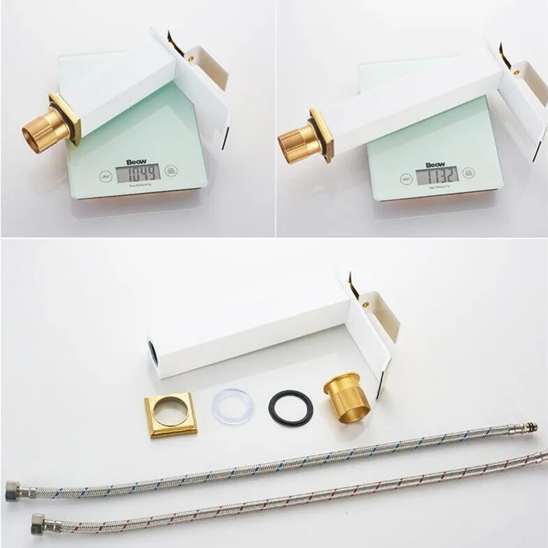 

Basin Faucets Square Waterfall Bathroom Faucet Single handle Basin Mixer Tap Bath Antique Faucet Brass Sink Water Crane Gold