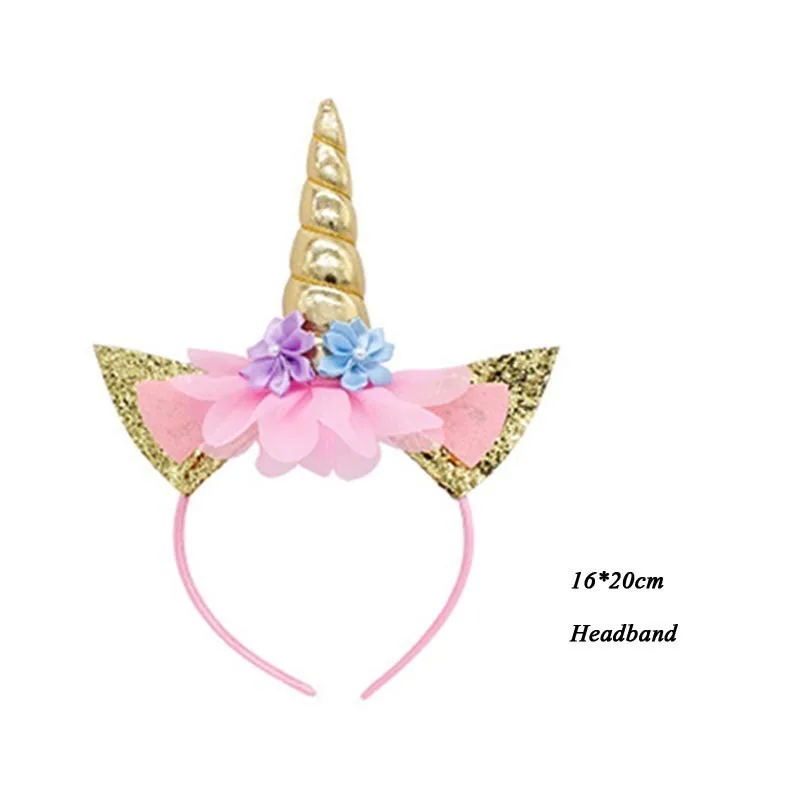 1PC Headband 1 1 компл. Розовый/Синий Единорог вечерние одноразовые посуда бумажный шарик салфетка/тарелка/чашка детский душ детские предметы для украшения дня рождения - Цвет: 1PC Headband 1