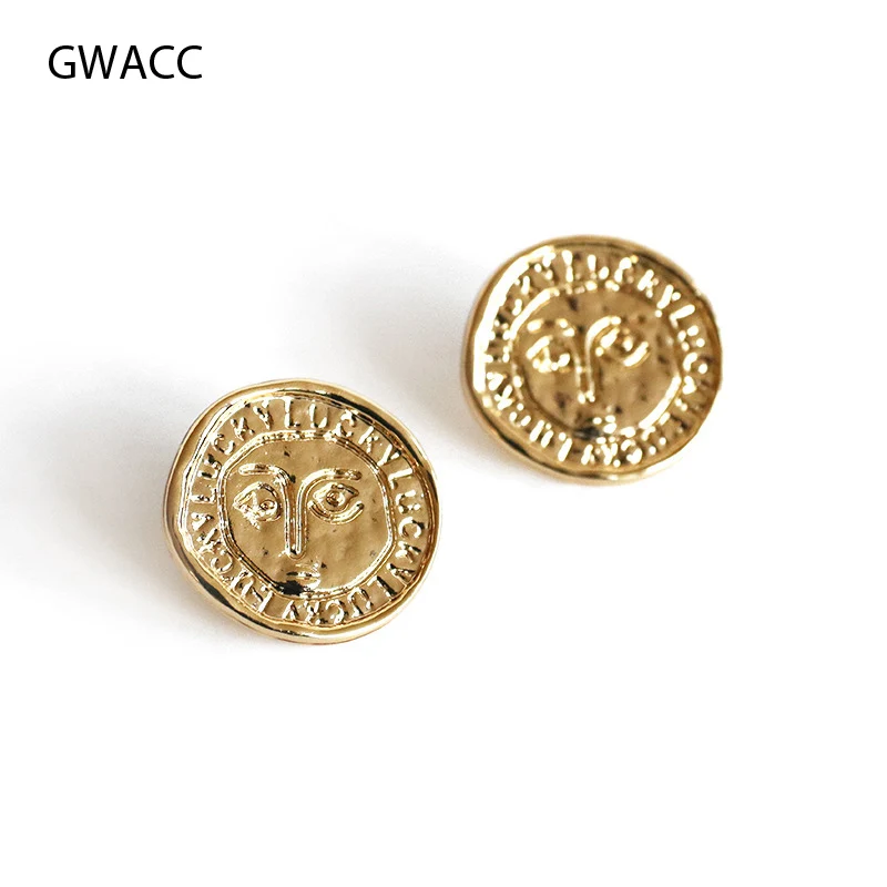 GWACC винтажные диско монеты минималистичные серьги гвоздики круглые
