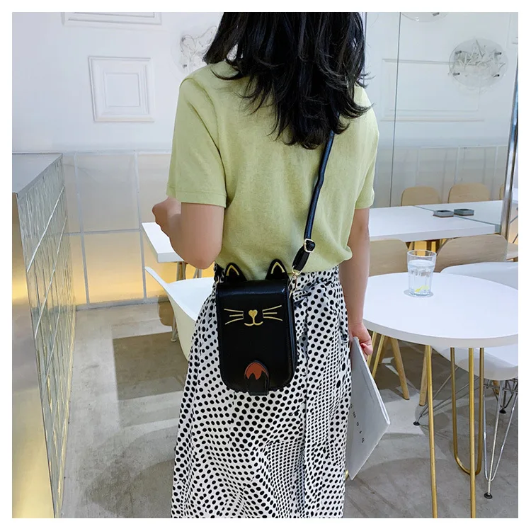Fashion women Cute Cat Handbag Vintage Shoulder Bags Messenger Bags PU Leather Mini Handbags Cartoon Purse bag