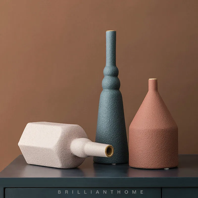 Простая Скандинавская керамическая ваза матовая твердая Morandi цветная зеленая