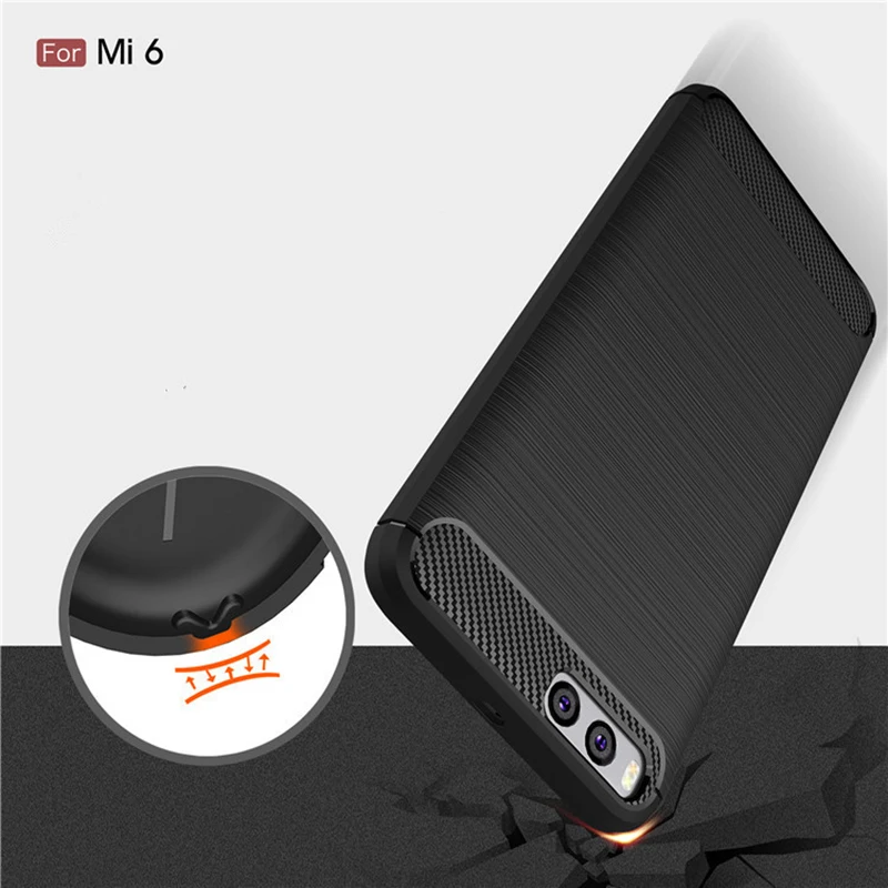 For Xiaomi mi 6 Case Silicone Carbon Fiber Cover for mi6 Soft TPU Coque Slim Texure Back | Мобильные телефоны и