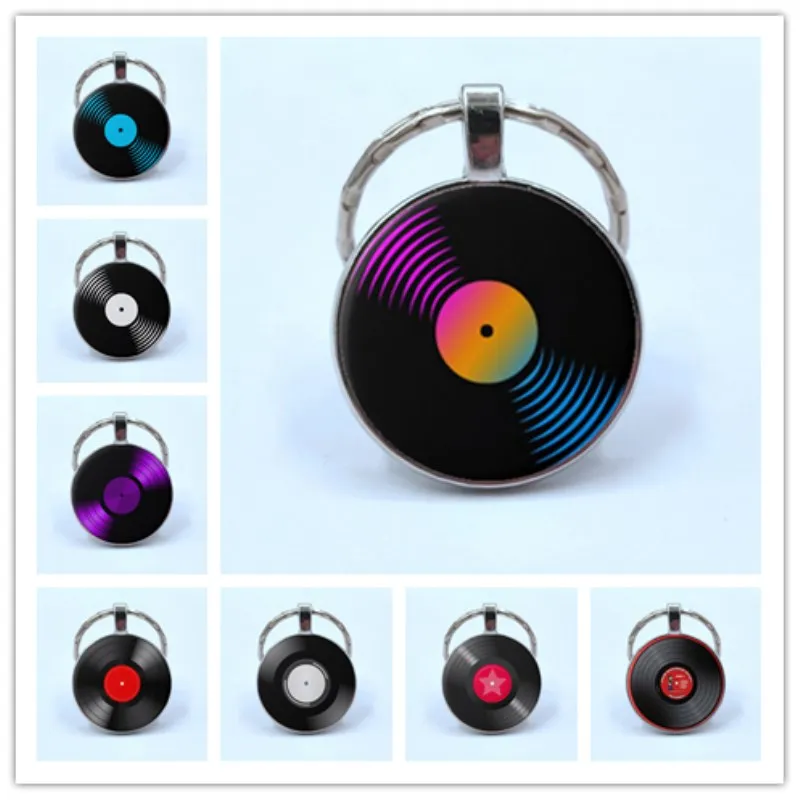 Простой классический стильный виниловый брелок со встроенной стеклянной