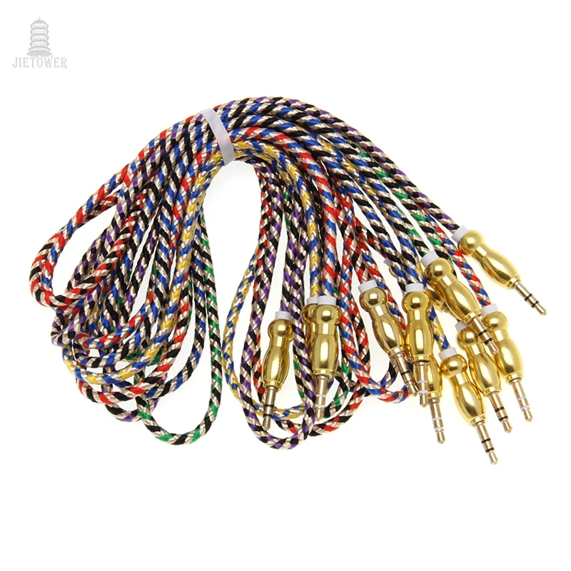 300pcs AUX Audio Cable 3.5mm male to Stereo new ethnic Plait style Cord for Car Headphone Speaker Computer cheap | Электроника