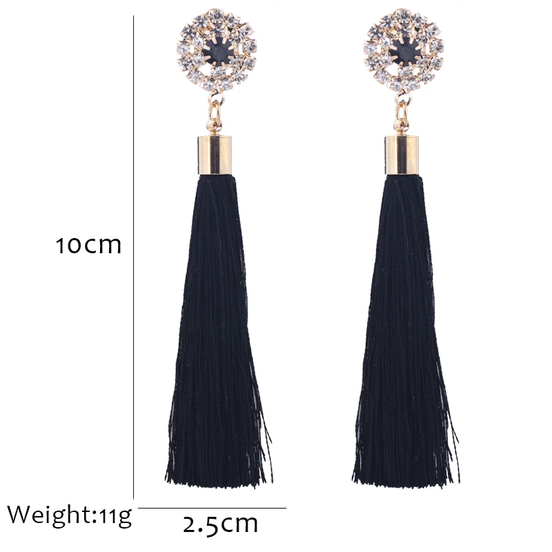 

L&H Handmade Tassel Earrings For Women 2018 Fashion Female Drop Earrings Jewelry Vintage Statement Crystal Silk Long Earrings
