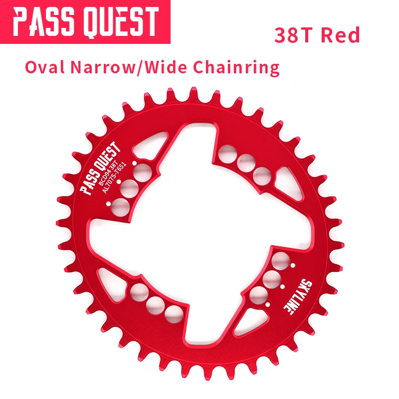 Pass Quest, для велосипеда, mtb, овальные диаметра окружности болтов(передняя Звездочка горный велосипед звездочка цепной передачи Алюминий BCD94 GX рукоятки 32-38T