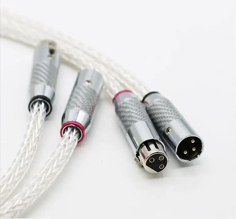 1 пара Hi End 8AG с серебряным покрытием аудио кабель углеродного волокна 3 штыря XLR