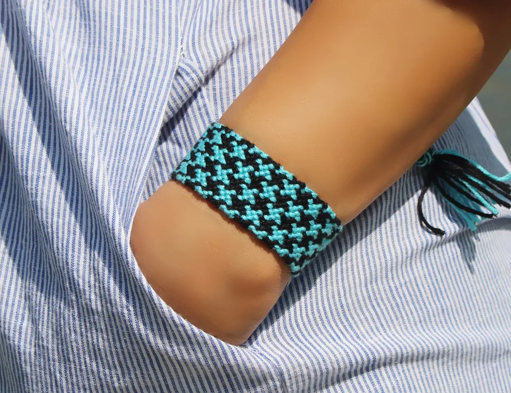 Снежинка браслет дружбы черный Буле вышивка нитки макраме Лето пляжный мужские и