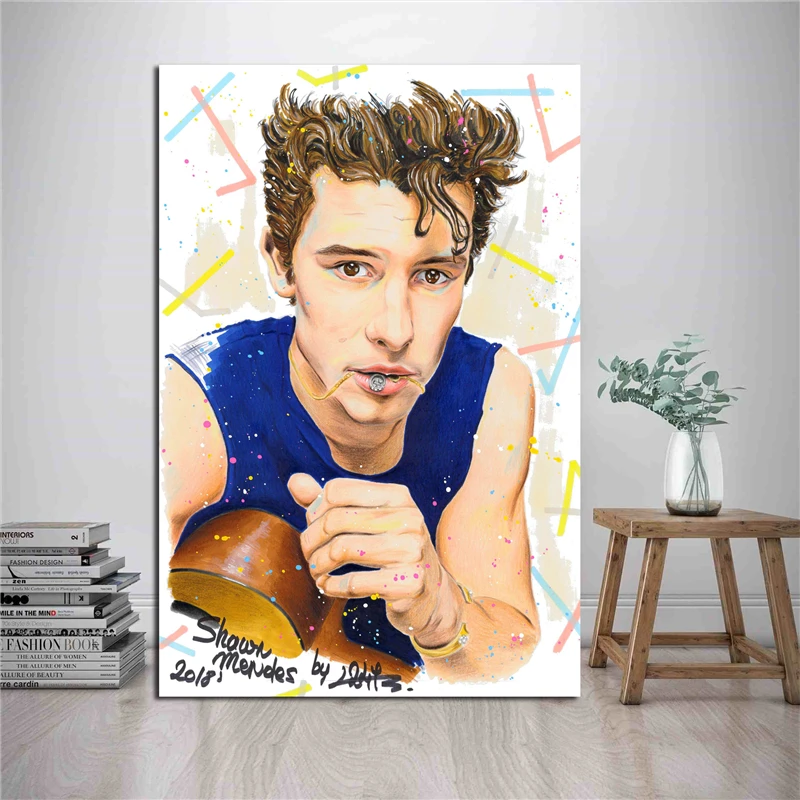 Обои для гитары Shawn Mendes настенный художественный холст Постер и печать Картина на