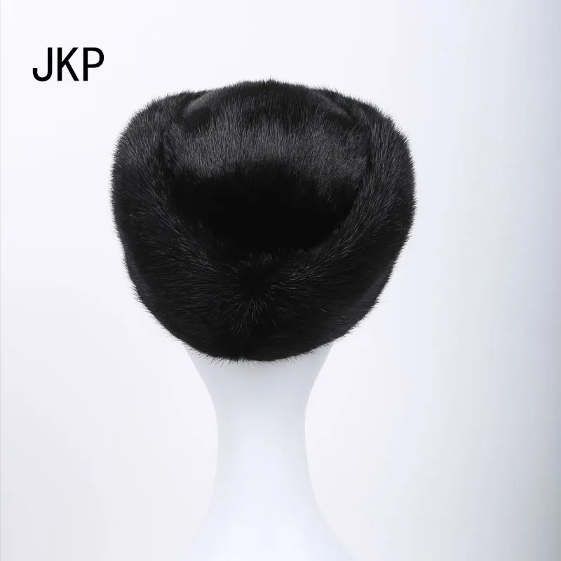 JKP 2018 100% новая настоящая черная норковая меховая шапка с капюшоном женские
