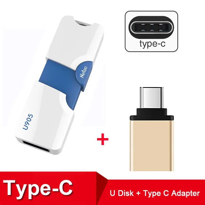 U905 Plus Type-C Netac USB флеш-накопитель 16 ГБ 32 ГБ 64 Гб Флешка U905 пластиковая карта памяти для компьютера Настольный флэш-диск на ключ ручка-накопитель 64 ГБ - Цвет: U905 Plus Type-C