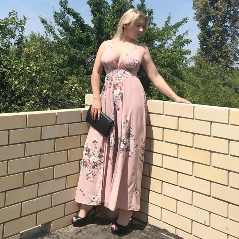 Lily Rosie девушка сексуальный сплит красный принт Бохо женские комбинезоны летние