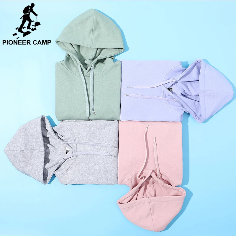 Мужская однотонная Толстовка Pioneer Camp хлопковая толстовка с капюшоном брендовая