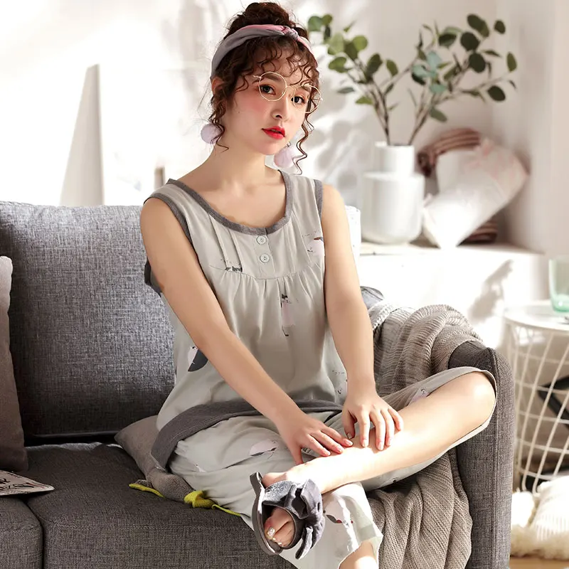 Жилет пижамы сезон: весна лето с круглым вырезом 100% хлопковые для женщин без
