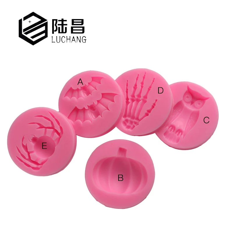 Halloween Fondant Cream Chocolate Silicone Molds Hand Skeleton Spider Bats Pumpkin Owls Clay Kitchen Baking Cupcake Tools | Дом и сад