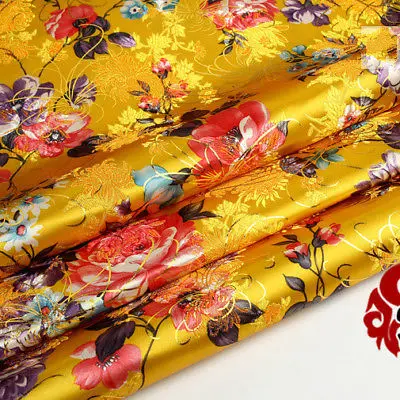 Yellow Gold peony Плотный Китайский древний костюм платье Одежда Ткань Кимоно Cos золотой шелк атлас Дамаск жаккардовые парчи Швейные пион из ткани серии - Цвет: Yellow Gold peony